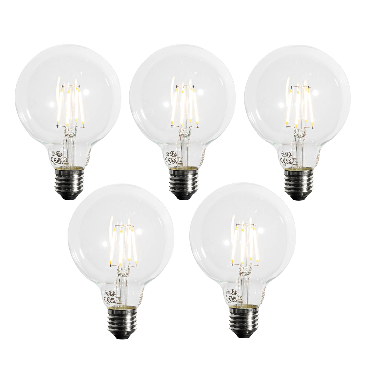 Sada 5 stmívatelných LED žárovek E27 G95 5W 450 lm 3000K