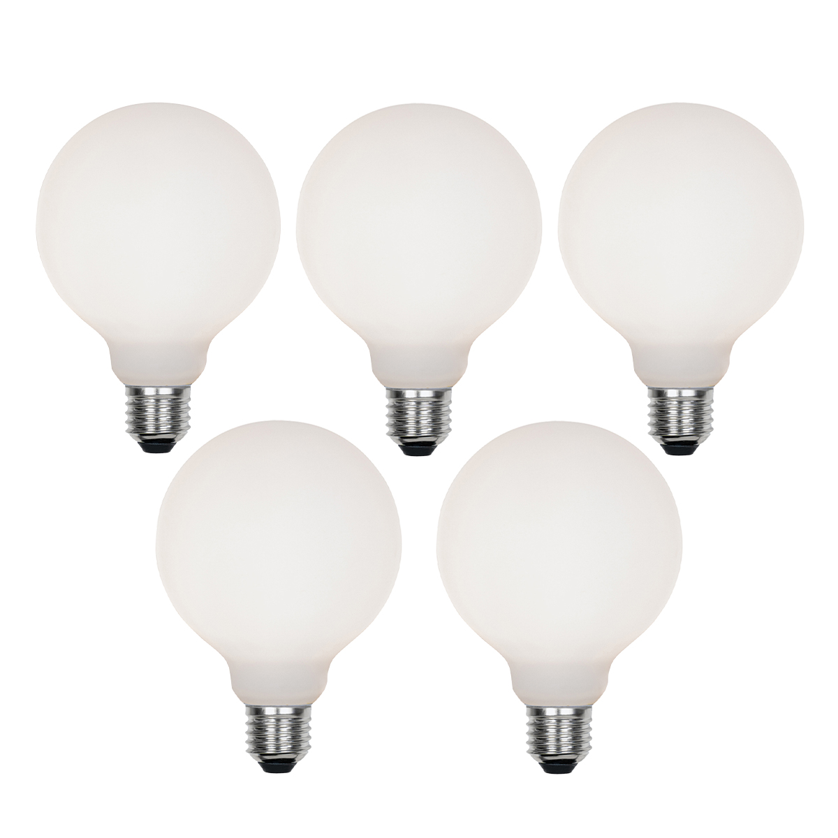 Sada 5 stmívatelných LED žárovek E27 G95 matné 4W 430lm 2200-4000K