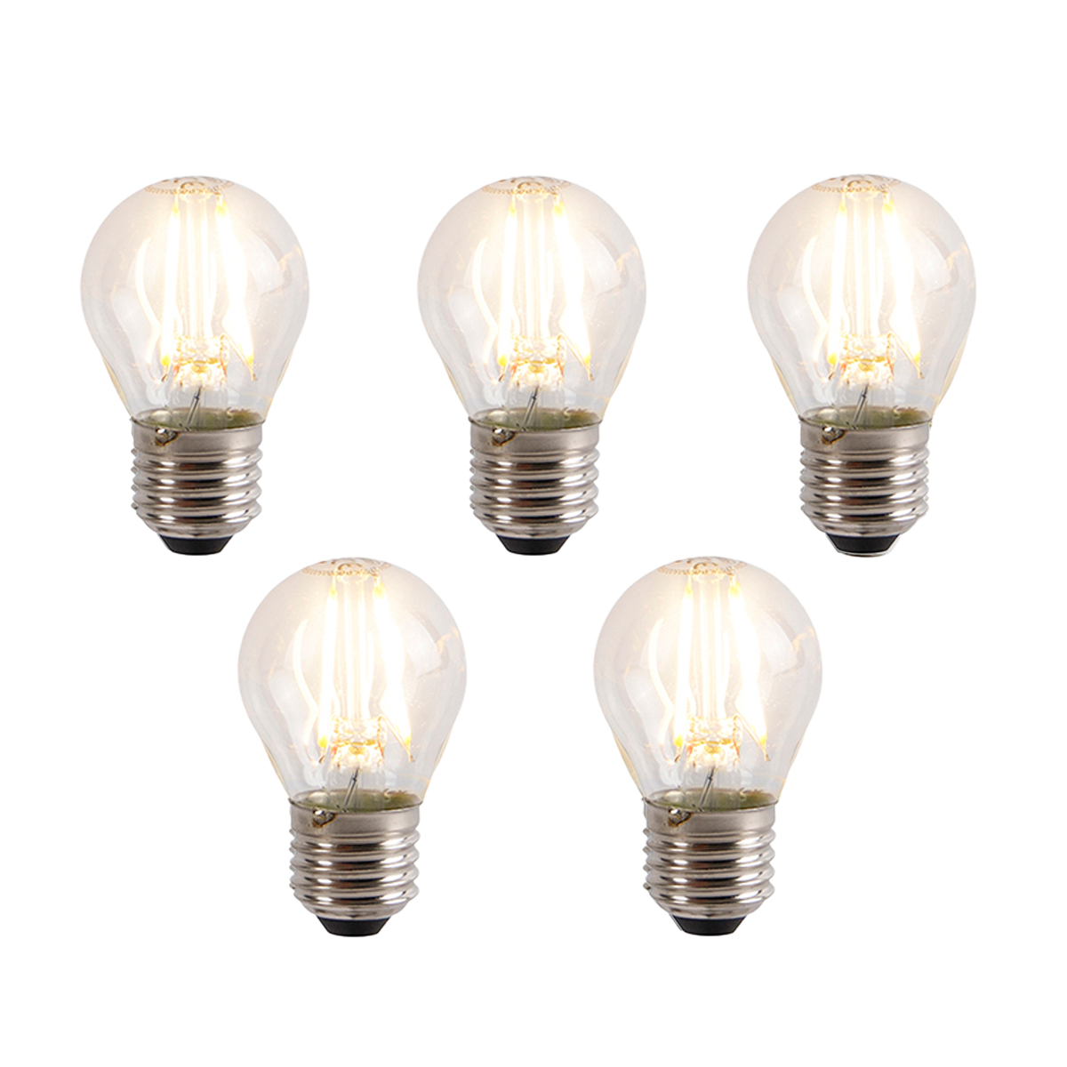 Sada 5 stmívatelných LED žárovek E27 P45 4W 330lm 2100K