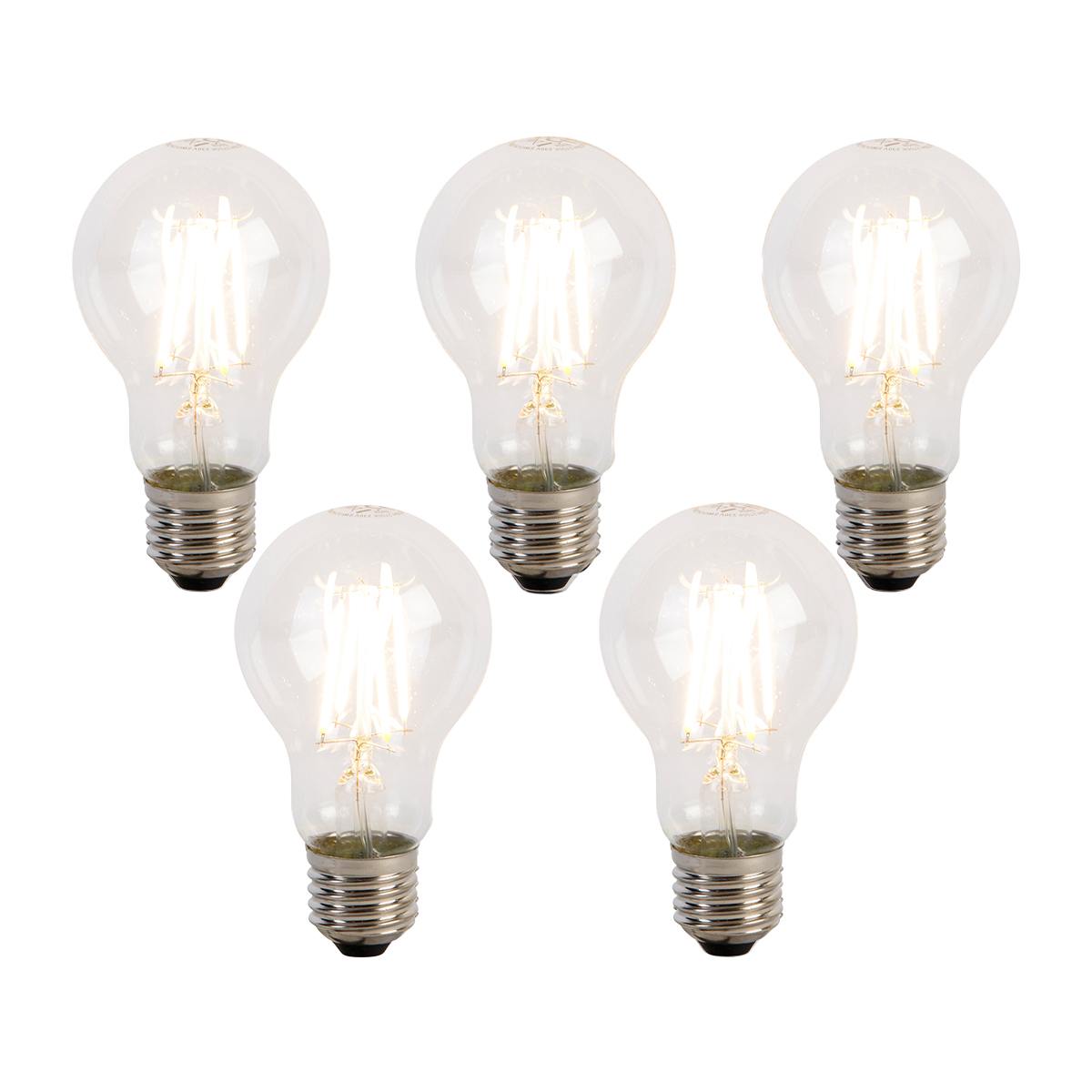 Sada 5 stmívatelných LED žárovek E27 se 3 stupni stmívání A60 5W 700lm 2700K