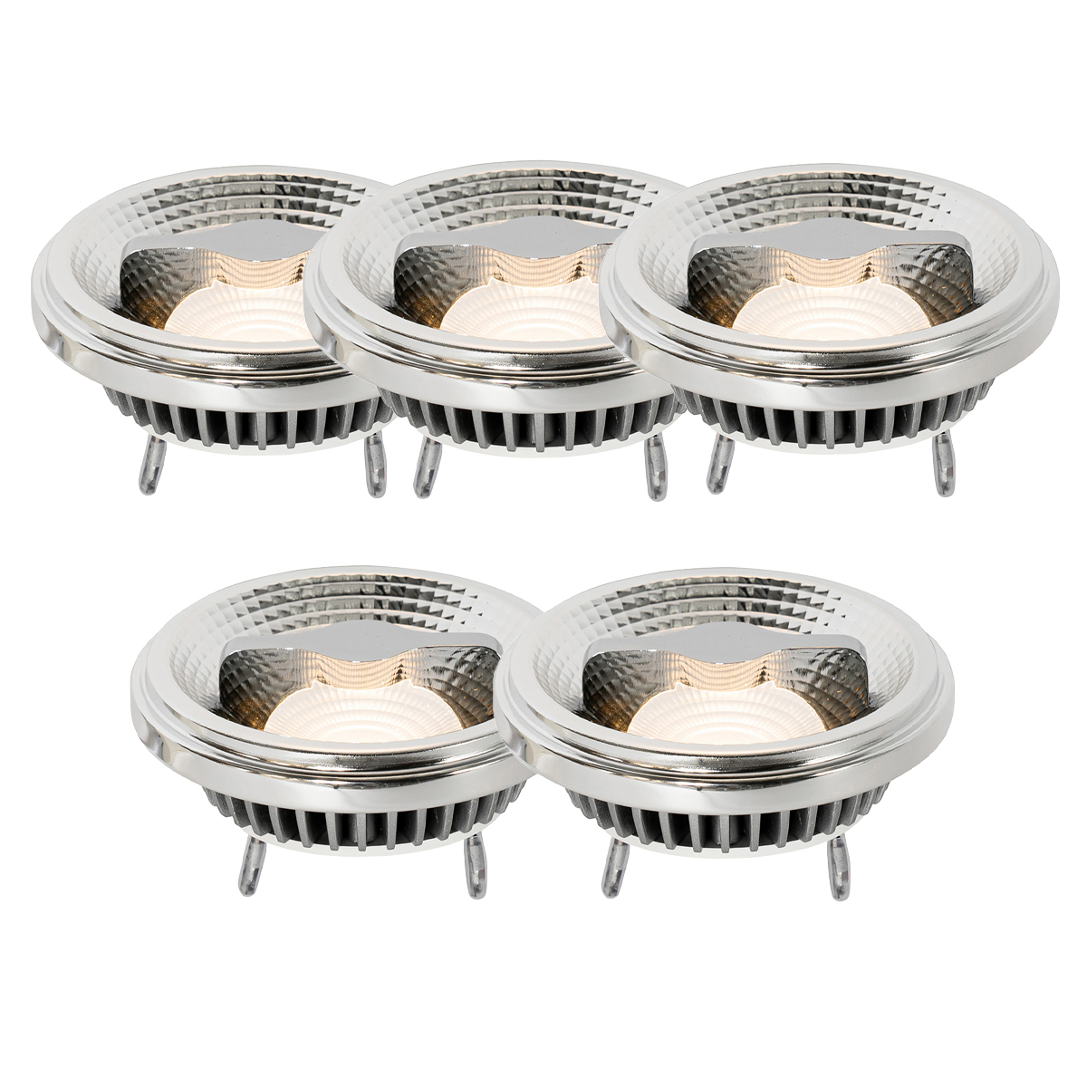 Sada 5 stmívatelných LED žárovek G53 AR111 12W 600lm 2700K