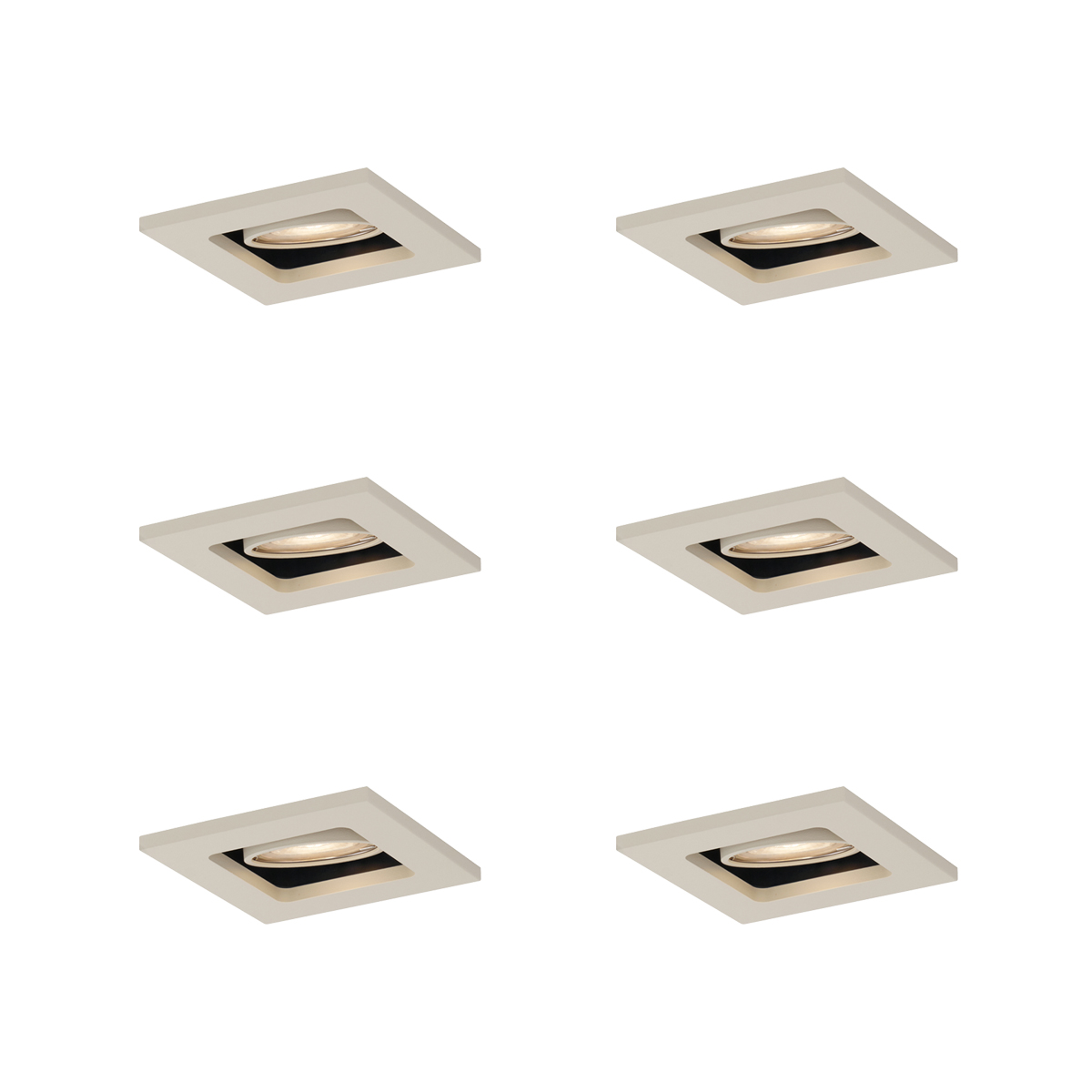 Sada 6 ks Moderní vestavné bodové svítidlo béžové GU10 50 mm otočné a výklopné - Qure
