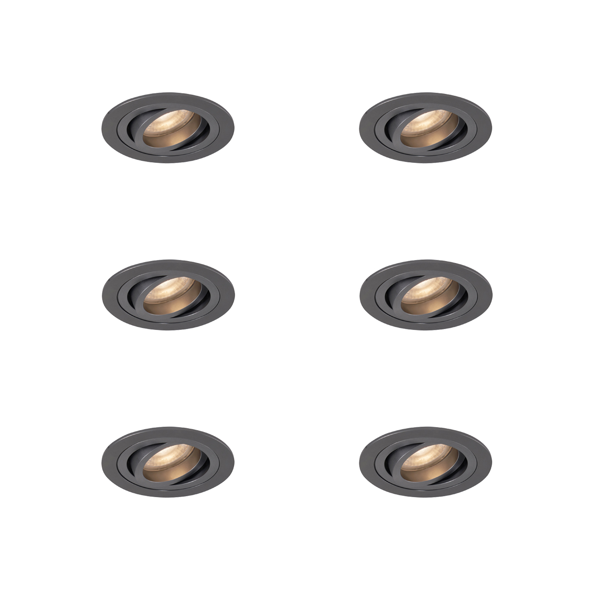 Sada 6 ks Moderní zapuštěné bodové svítidlo antracitově šedé GU10 50 mm kulaté otočné - Rondoo