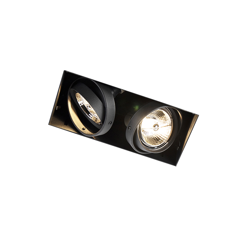 Smart Inbouwspot zwart trimless 2-lichts incl. 2 Wifi GU10 70mm- Oneon