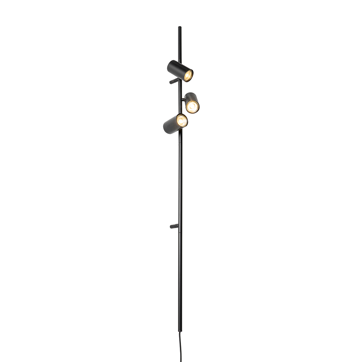 Smart Wandlamp zwart met voetschakelaar 3-lichts incl. 3 Wifi GU10 50mm - Jeana Luxe