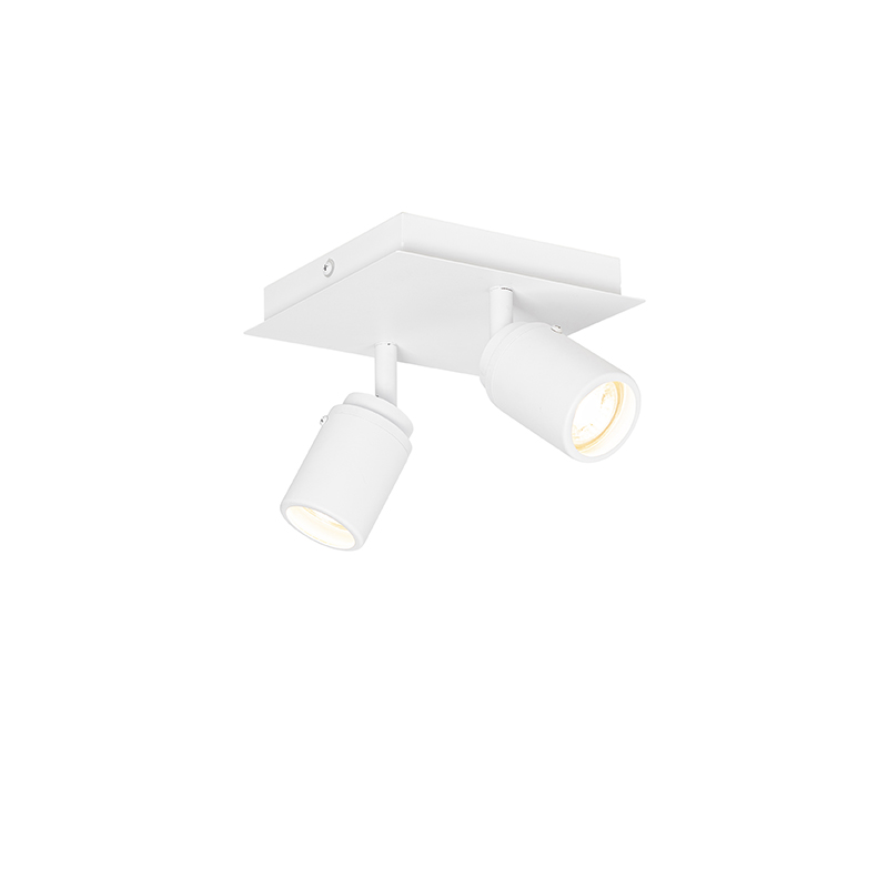 Smart badkamer spot wit vierkant 2-lichts IP44 incl. 2 Wifi GU10 50mm - Ducha