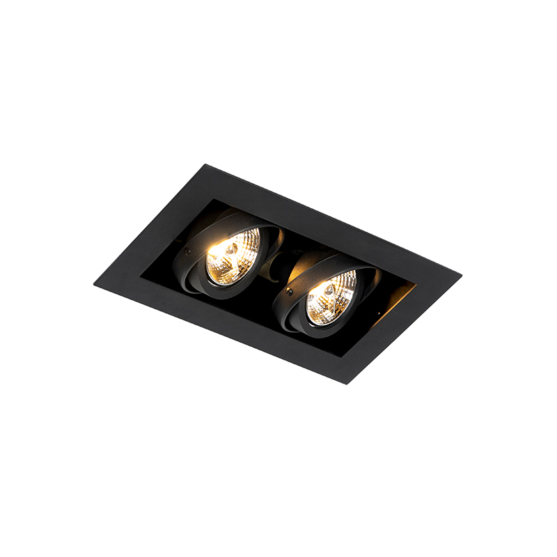 Smart inbouwspot zwart 2-lichts verstelbaar incl. 2 Wifi GU10 70mm - Oneon 70