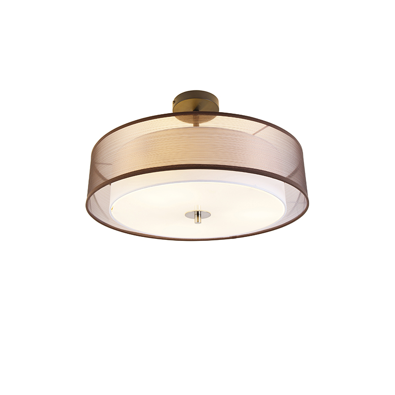 Smart plafondlamp bruin met wit 50 cm 3-lichts incl. 3 Wifi A60 - Drum Duo