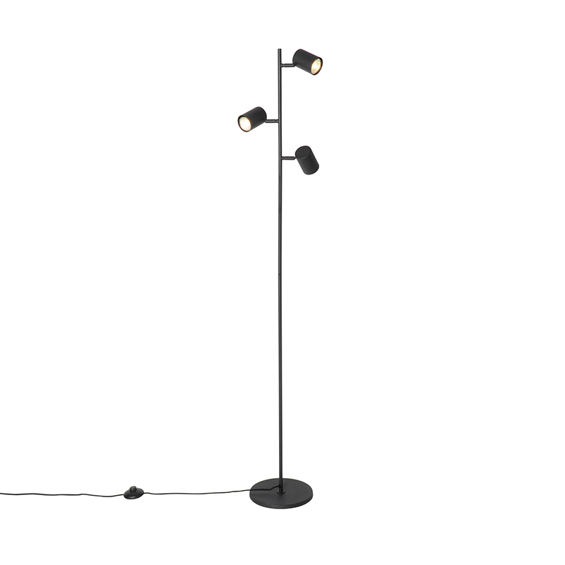 Smart vloerlamp zwart 3-lichts incl. 3 Wifi GU10 50mm - Jeana