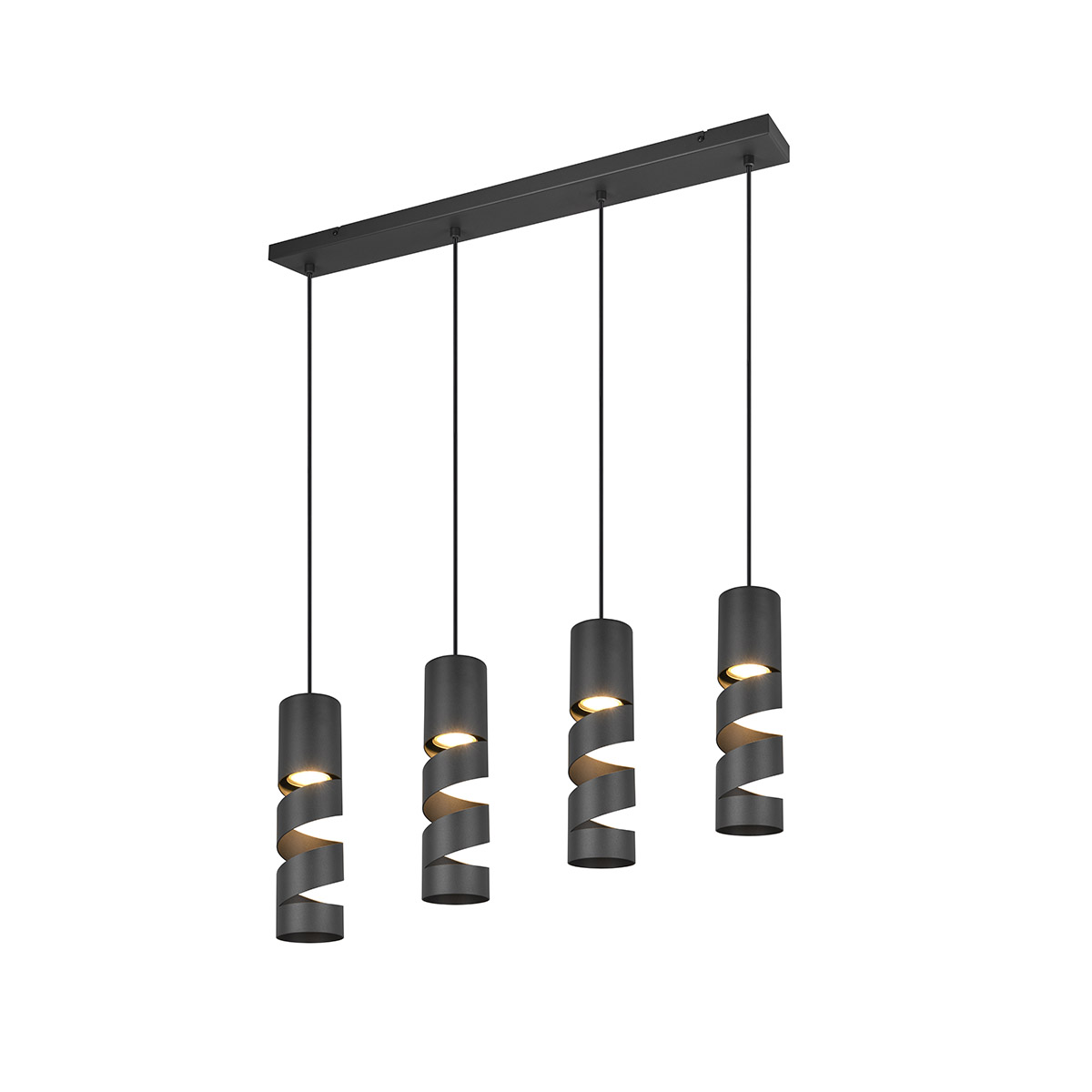 Moderne hanglamp zwart 4-lichts - Stream