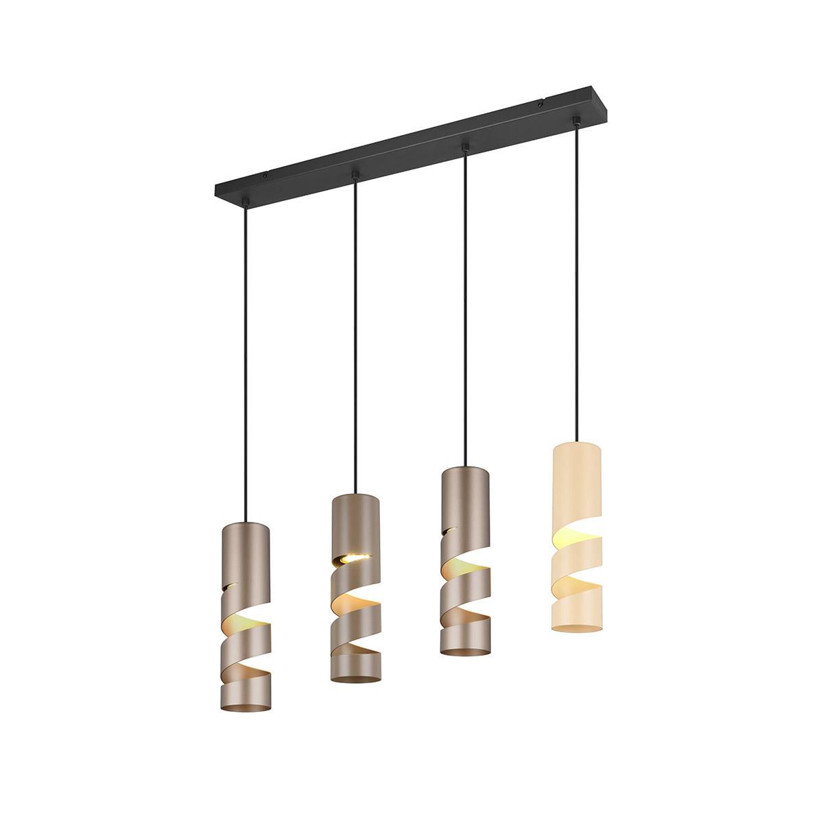 Moderne hanglamp zwart met taupe en beige 4-lichts - Stream