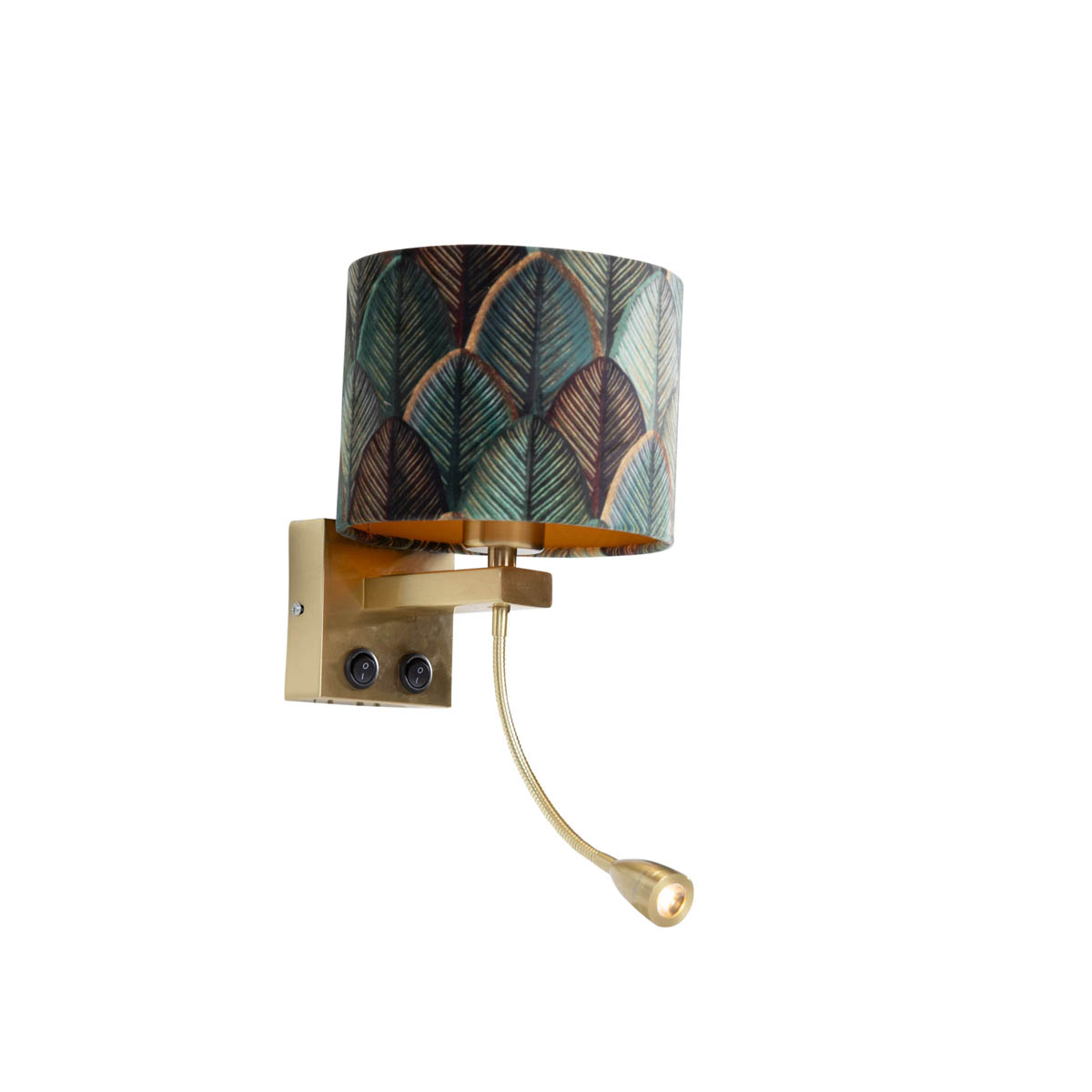 Nástěnná lampa bronzová s sametovým stínidlem