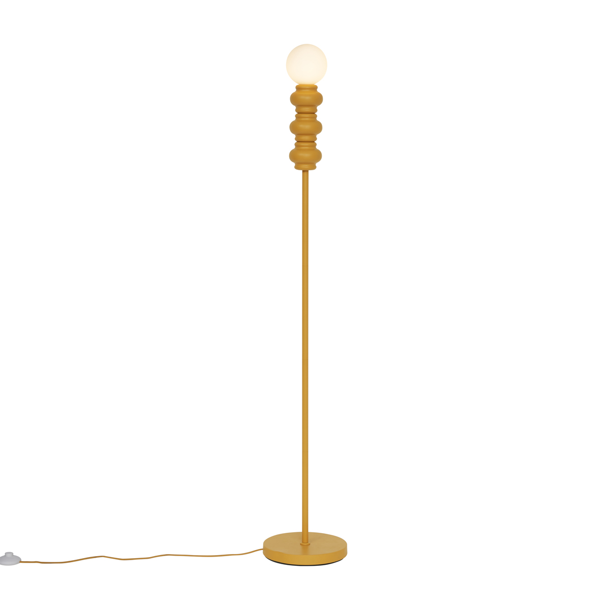 Retro stojací lampa hořčičně žlutá s matným sklem - Fedde
