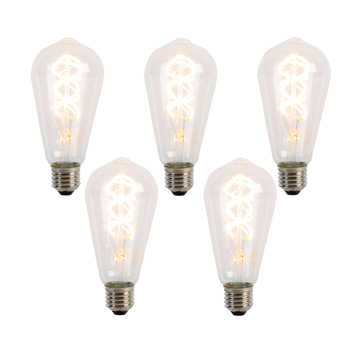 Sada 5 ks E27 LED žárovka se spirálovým vláknem ST64 5W 400 lm 2200K