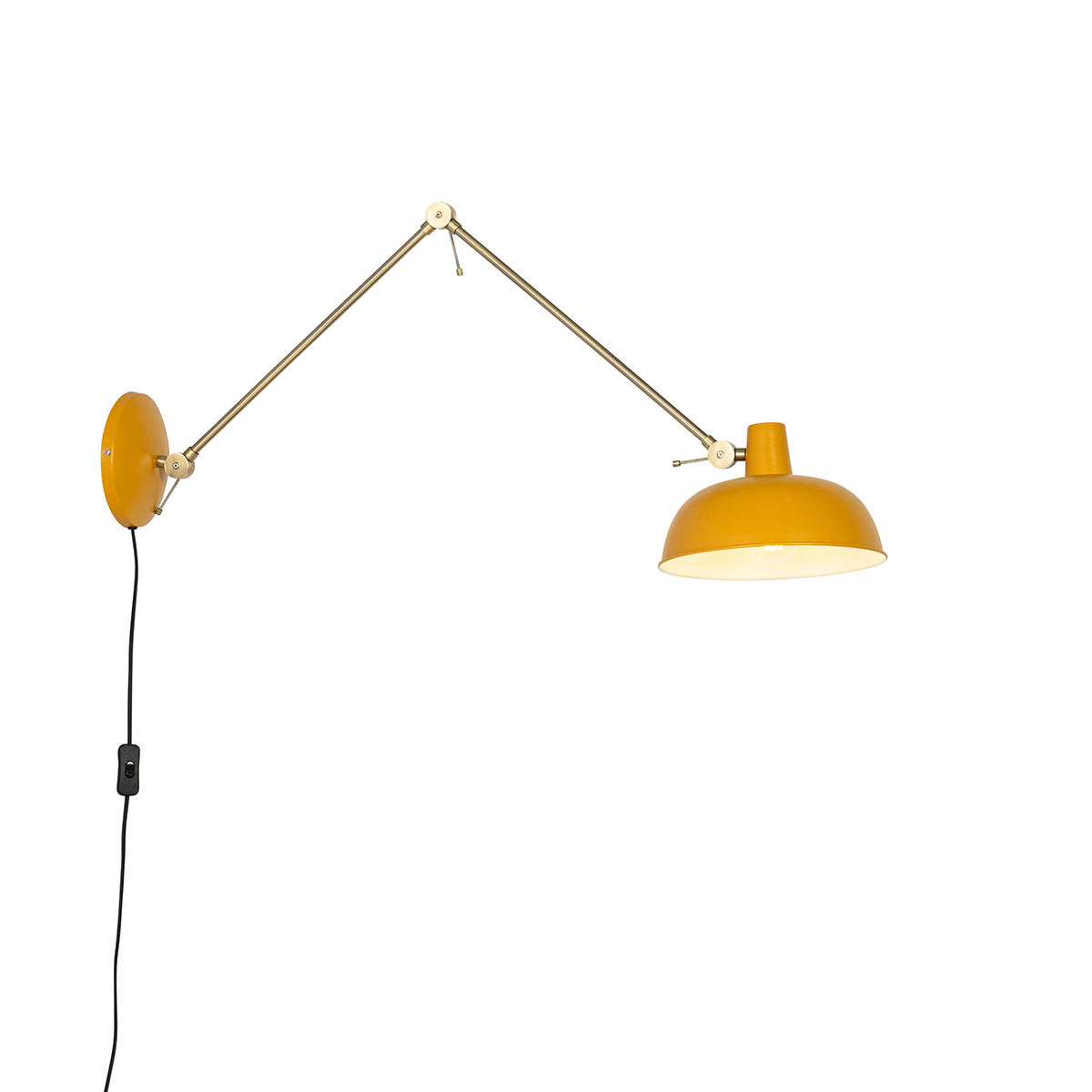 Smart wandlamp staal geel met brons incl. Wifi P45 - Milou