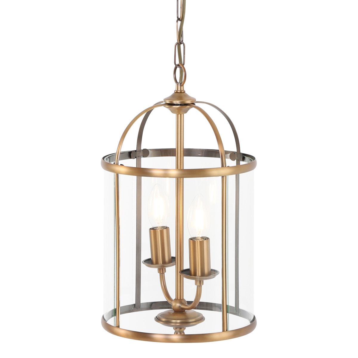 Vintage hanglamp brons met helder glas 2-lichts - Pimpernel