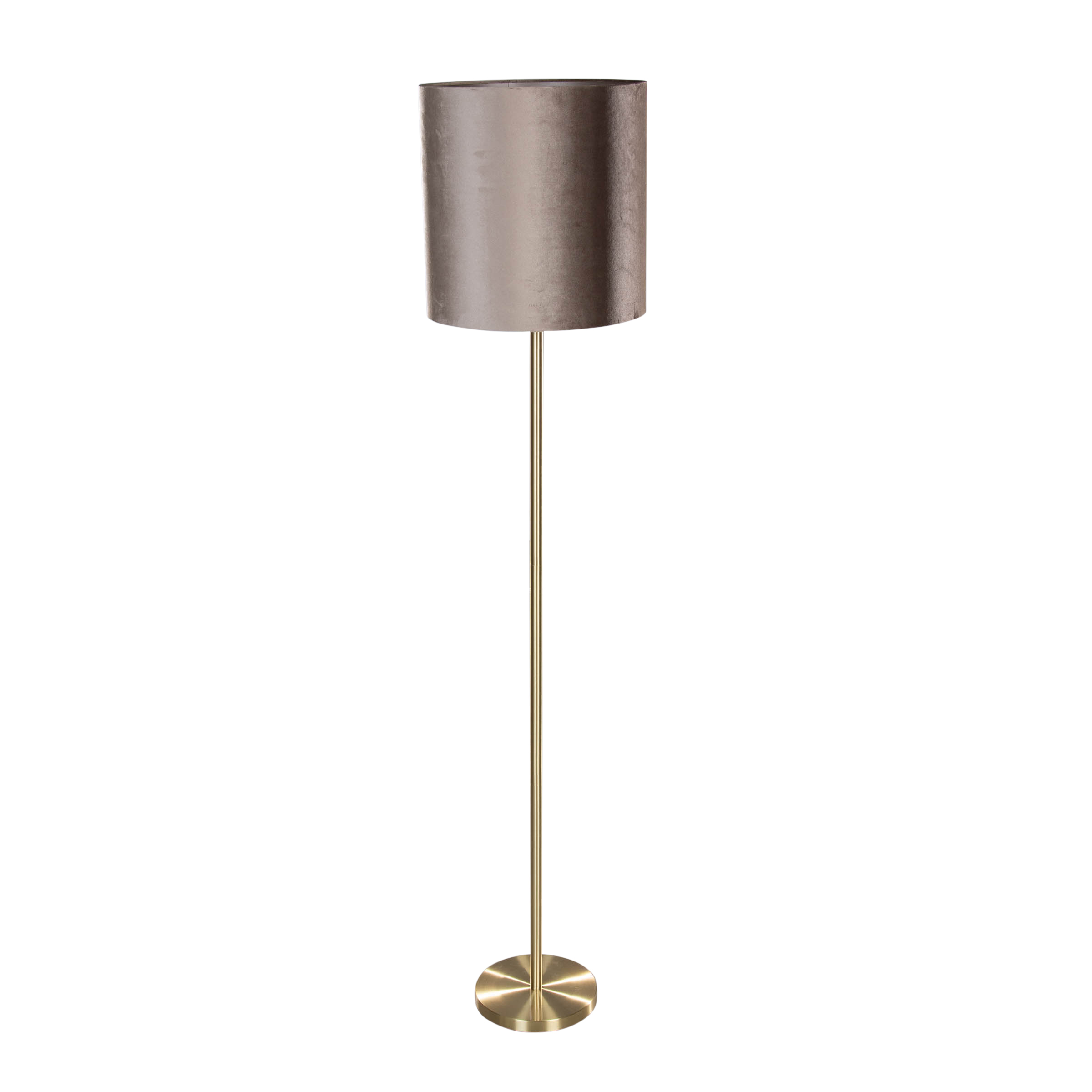 Vloerlamp messing met velours kap taupe 50cm - Simplo
