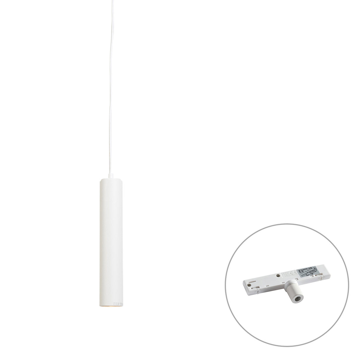 Design hanglamp wit incl. rail adapter 1-fase - Slimline Tuba small