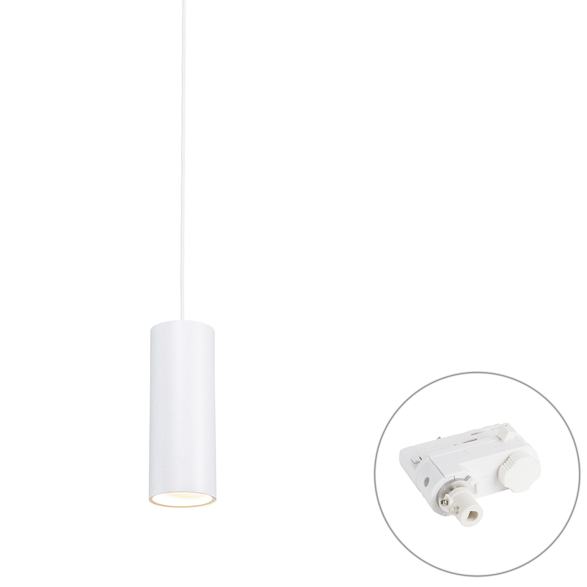 Design hanglamp wit incl. rail adapter 3-fase - 3-Phase Tubo