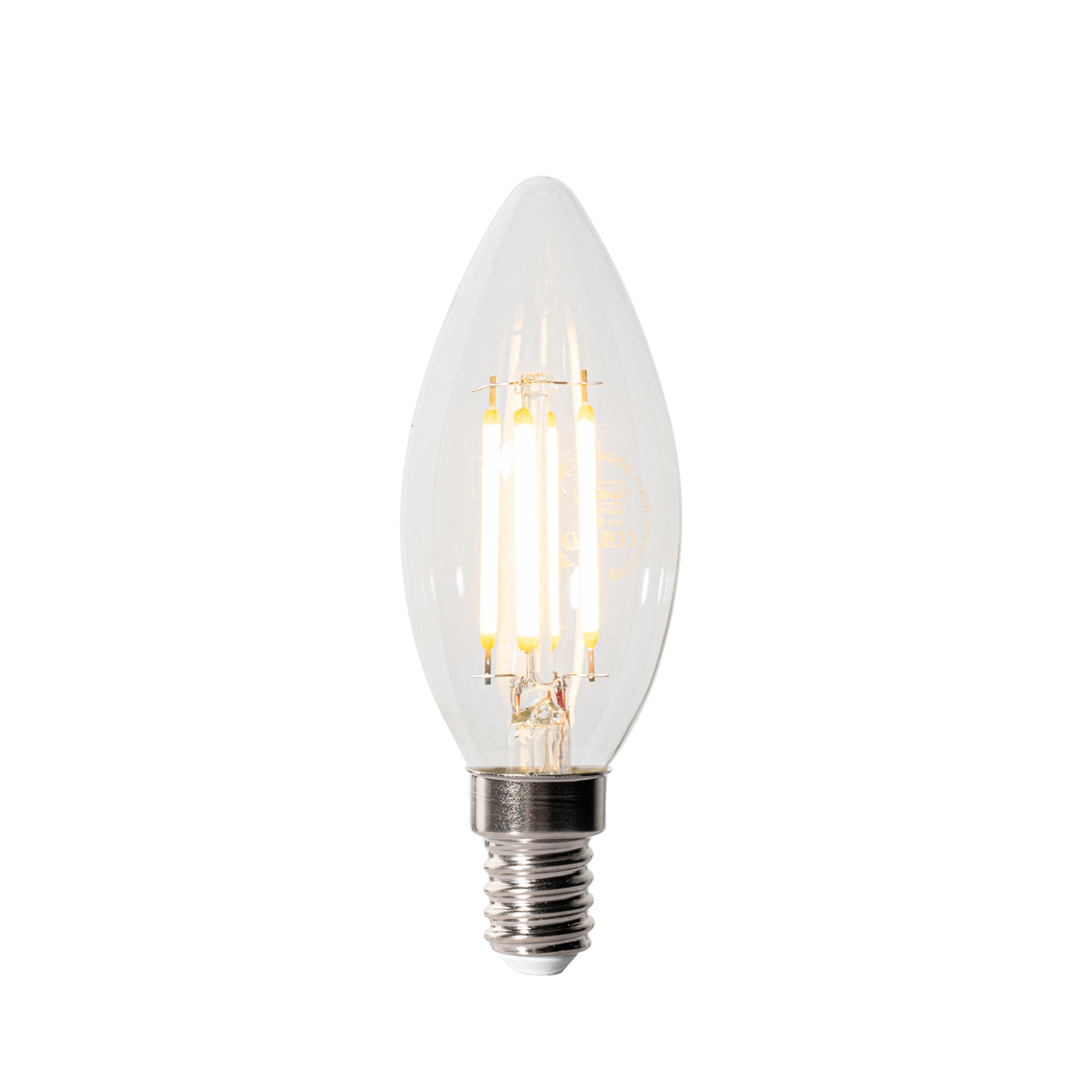 E14 3-stupňová stmívatelná LED žárovka B35 čirá 4W 450 lm 2700K