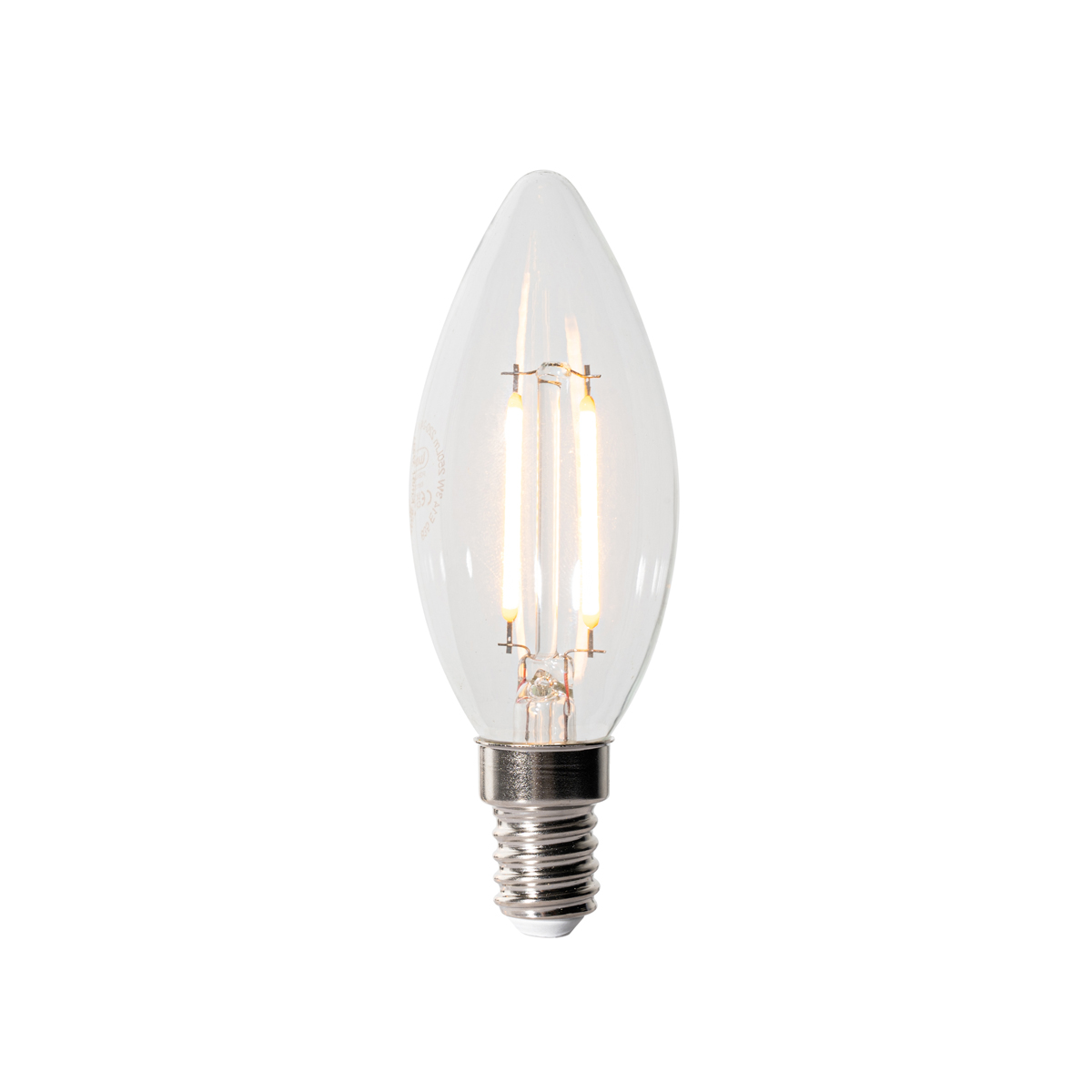 E14 stmívatelná LED žárovka B35 čirá 3W 250 lm 2200K