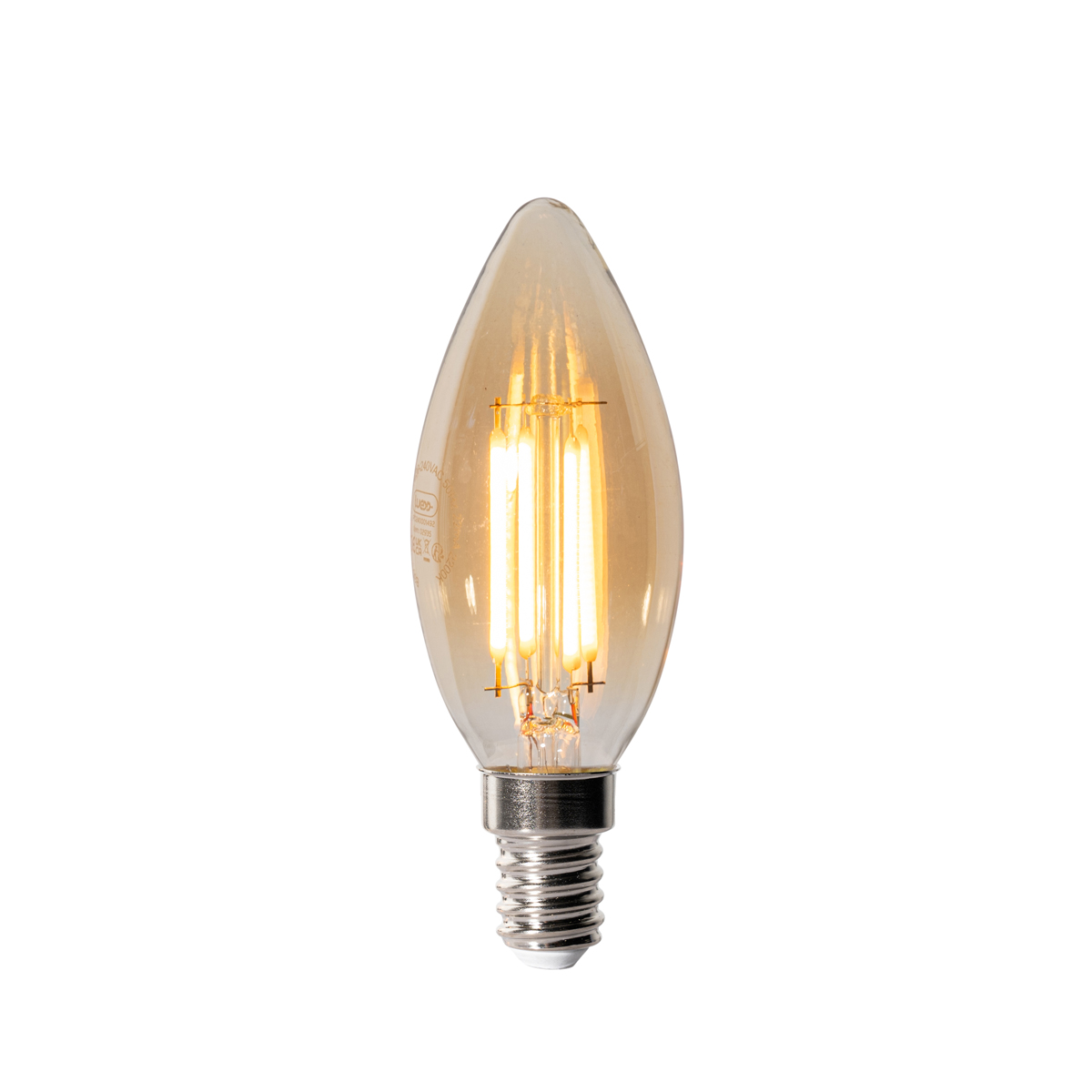 E14 stmívatelná LED žárovka B35 zlatá 4W 450 lm 2200K