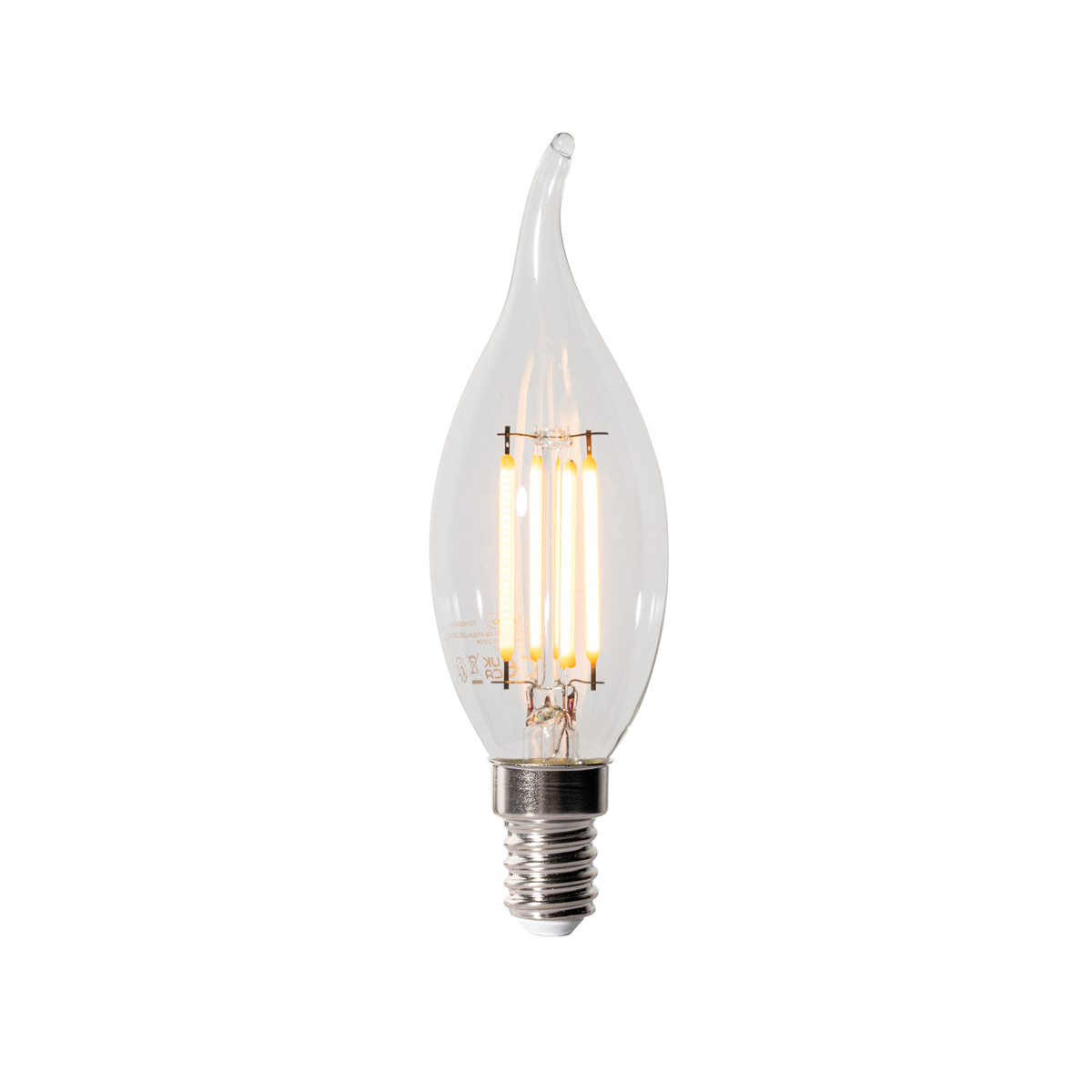 E14 stmívatelná LED žárovka BXS35 čirá 4W 450 lm 2200K