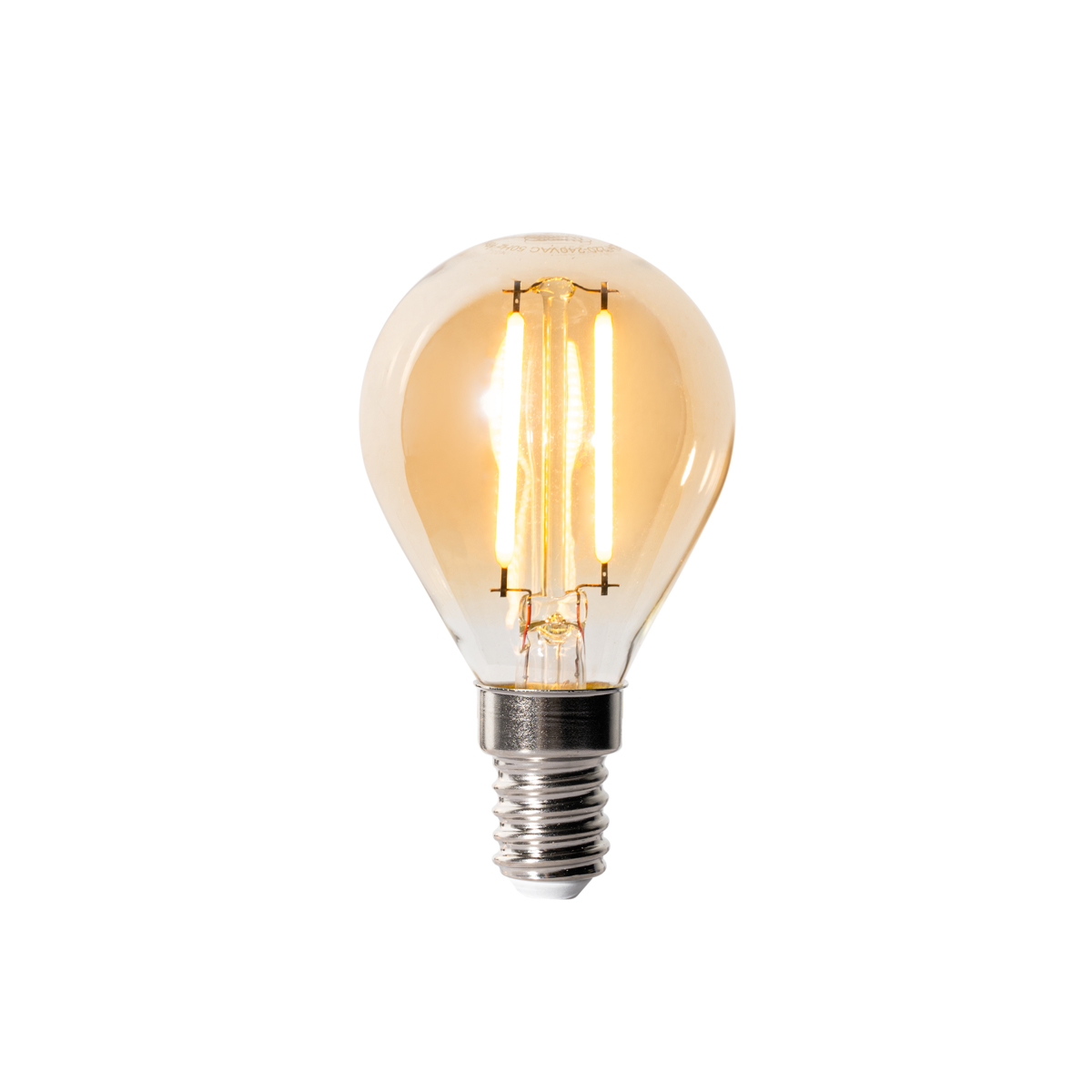 E14 stmívatelná LED žárovka P45 zlatá 3W 250 lm 2200K