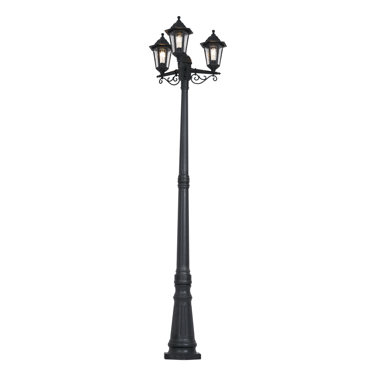 Klasické venkovní sloupkové svítidlo černé 217 cm IP44 - New Haven Hammered