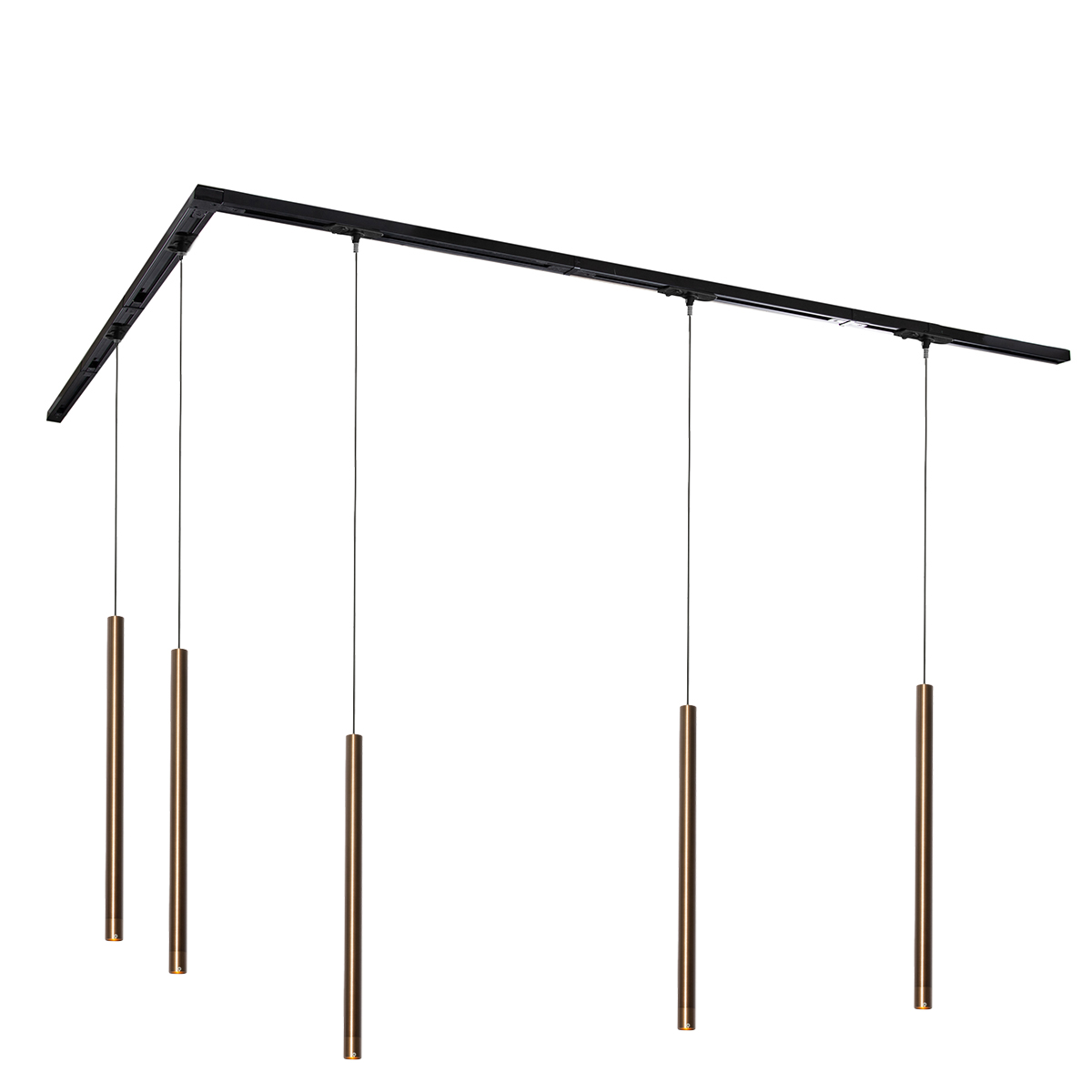 Moderní kolejnicový systém s 5 závěsnými svítidly tmavě bronzový 1-fázový - Iconic Frini