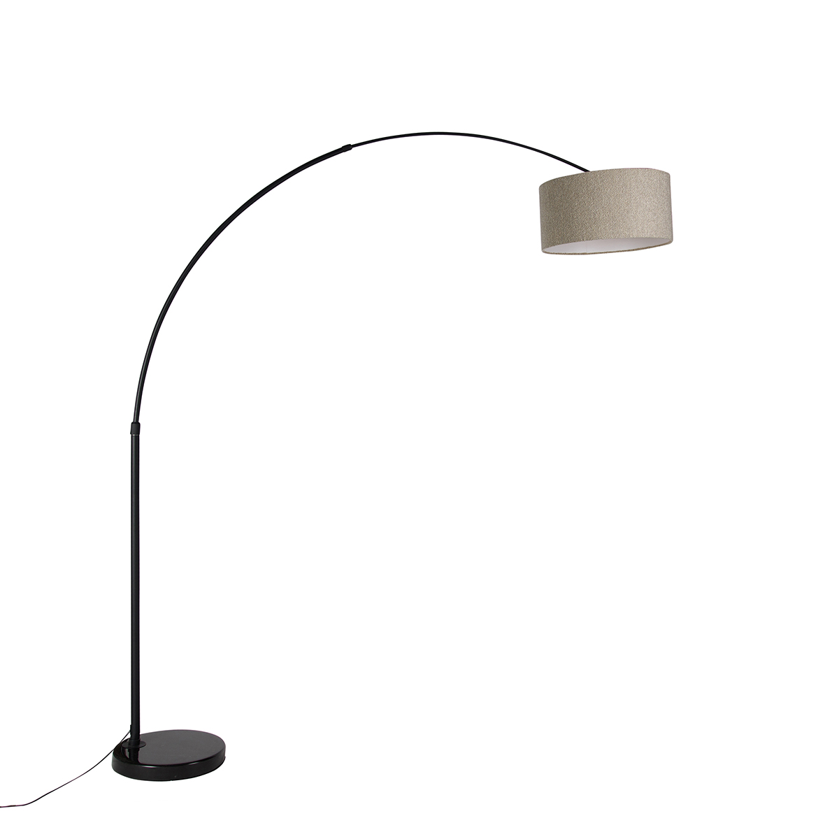 Moderní oblouková stojací lampa černá stmavě béžovým bouclé stínidlem 50 cm - XXL