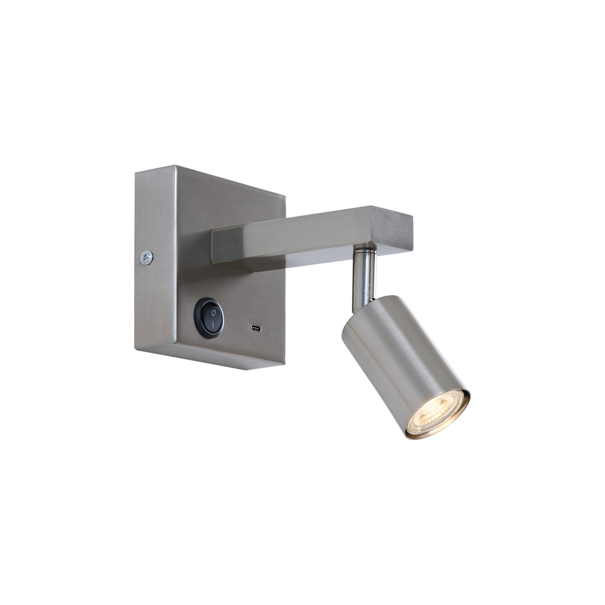 Moderní ocelová nástěnná lampa s USB-C