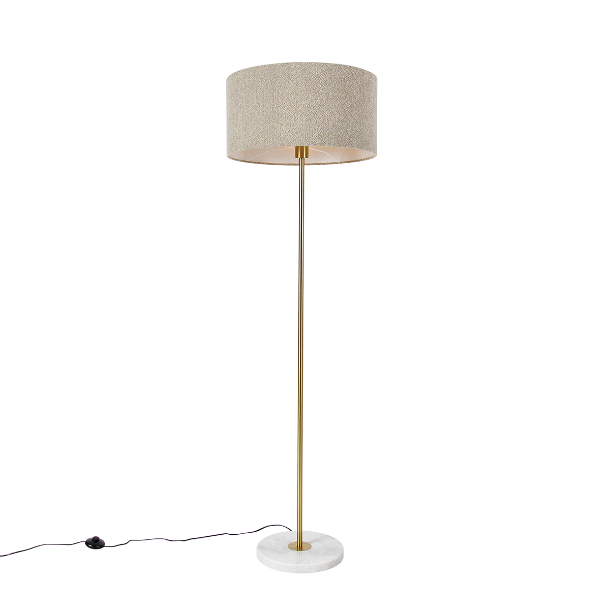 Moderní stojací lampa mosazná sbouclé stínítkem taupe 50 cm - Kaso