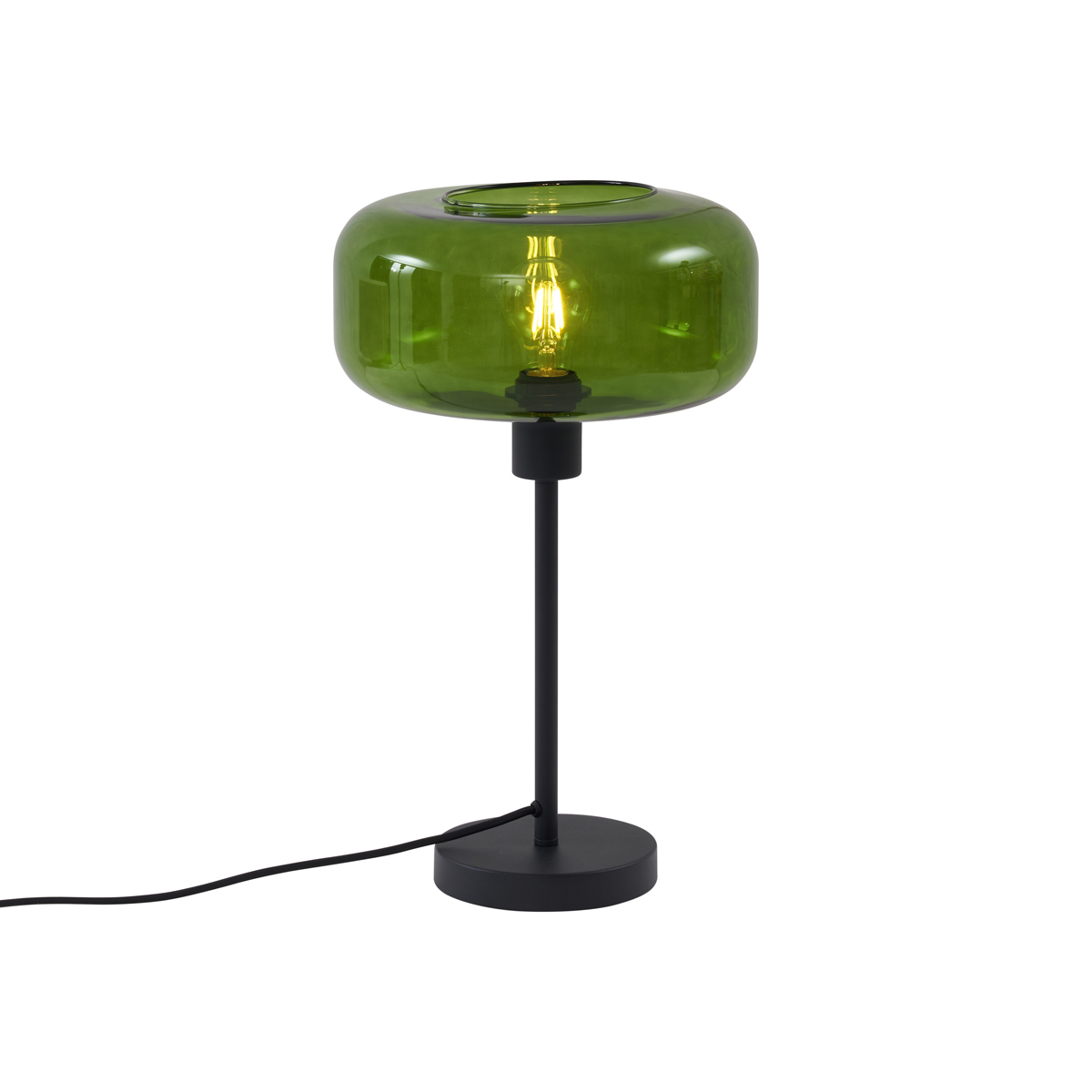 Retro stolní lampa černá se zeleným sklem - Bizle