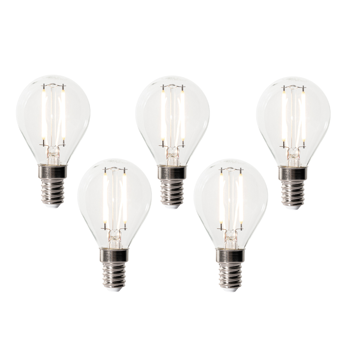 Sada 5 stmívatelných LED žárovek E14 P45 čiré sklo 3W 250 lm 3000K