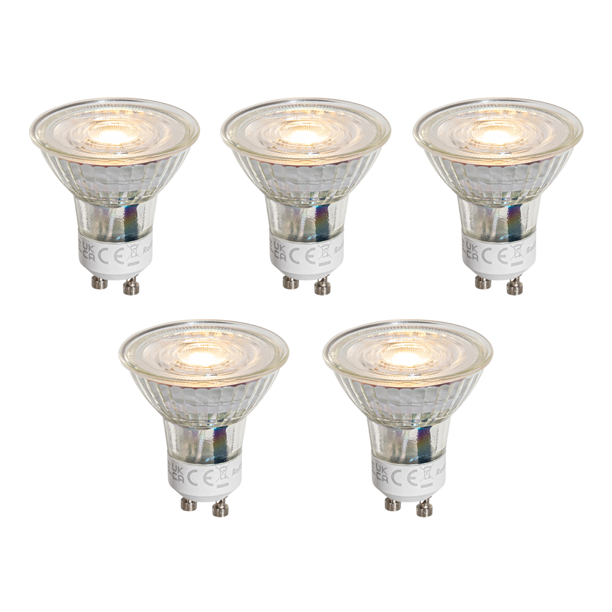 Set van 5 GU10 50mm LED lampen helder 1W 80 lm 2200K