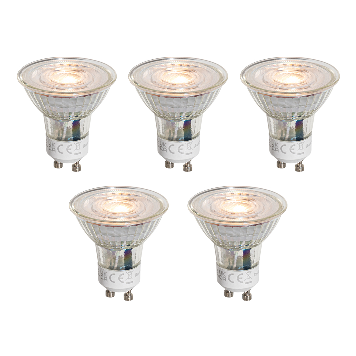 Set van 5 GU10 50mm LED lampen helder 3W 250 lm 2200K