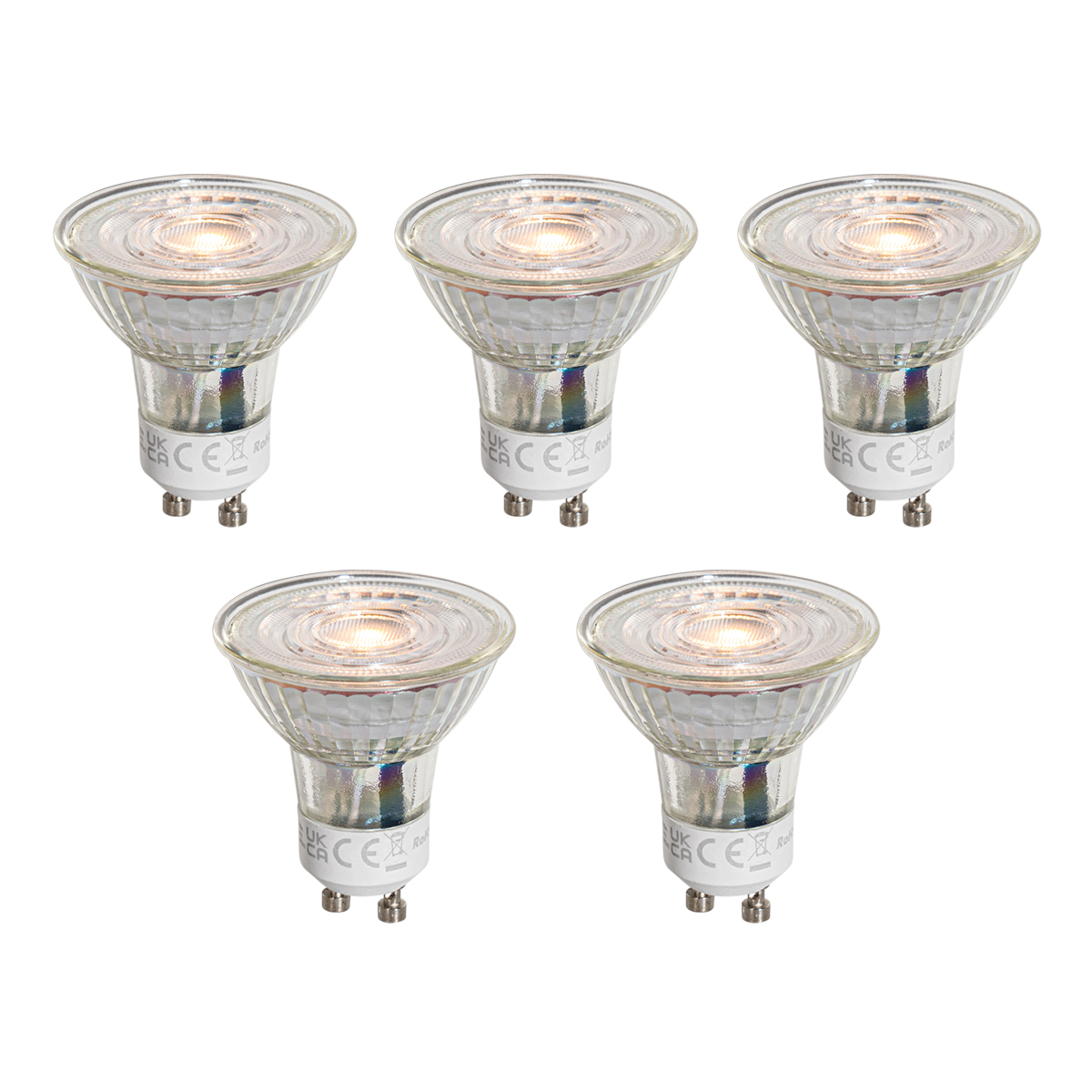 Set van 5 GU10 50mm LED lampen helder 4.5W 360 lm 2700K