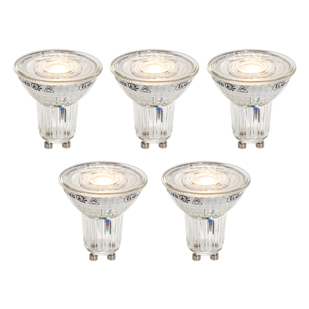 Set van 5 GU10 50mm dimbaar in Kelvin LED lampen helder 4.9W 400 lm 2200-3000K
