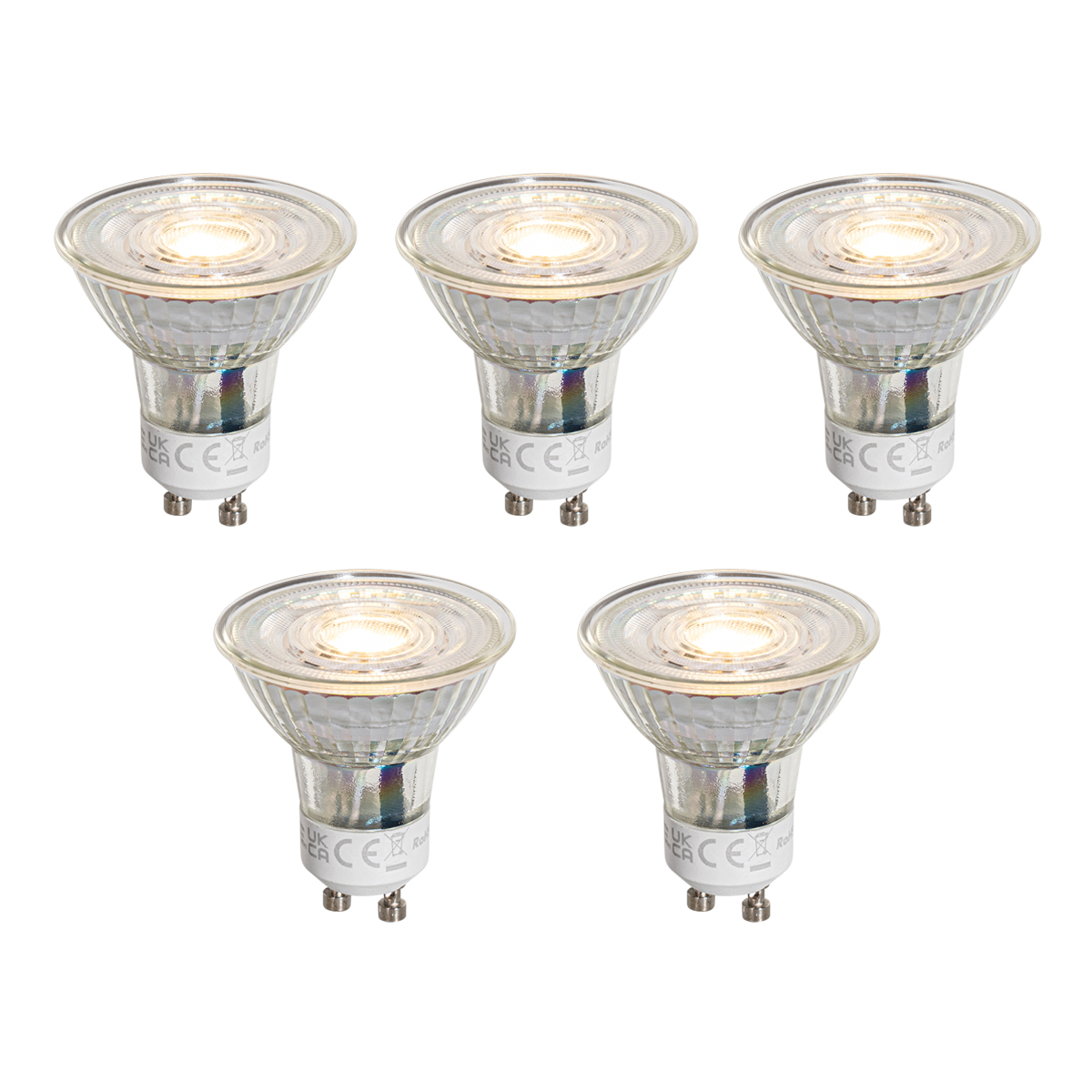 Set van 5 GU10 50mm dimbare LED lampen helder 4.9W 500 lm 2700K