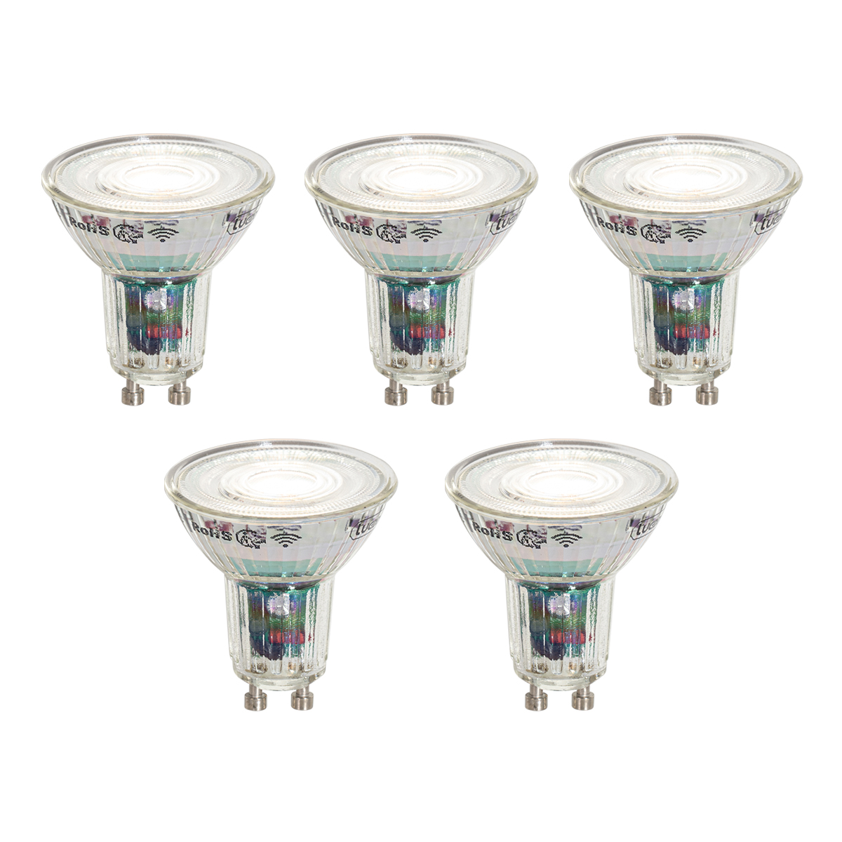Set van 5 Smart GU10 50mm LED lampen helder 4.8W 400 lm 1800-6500K