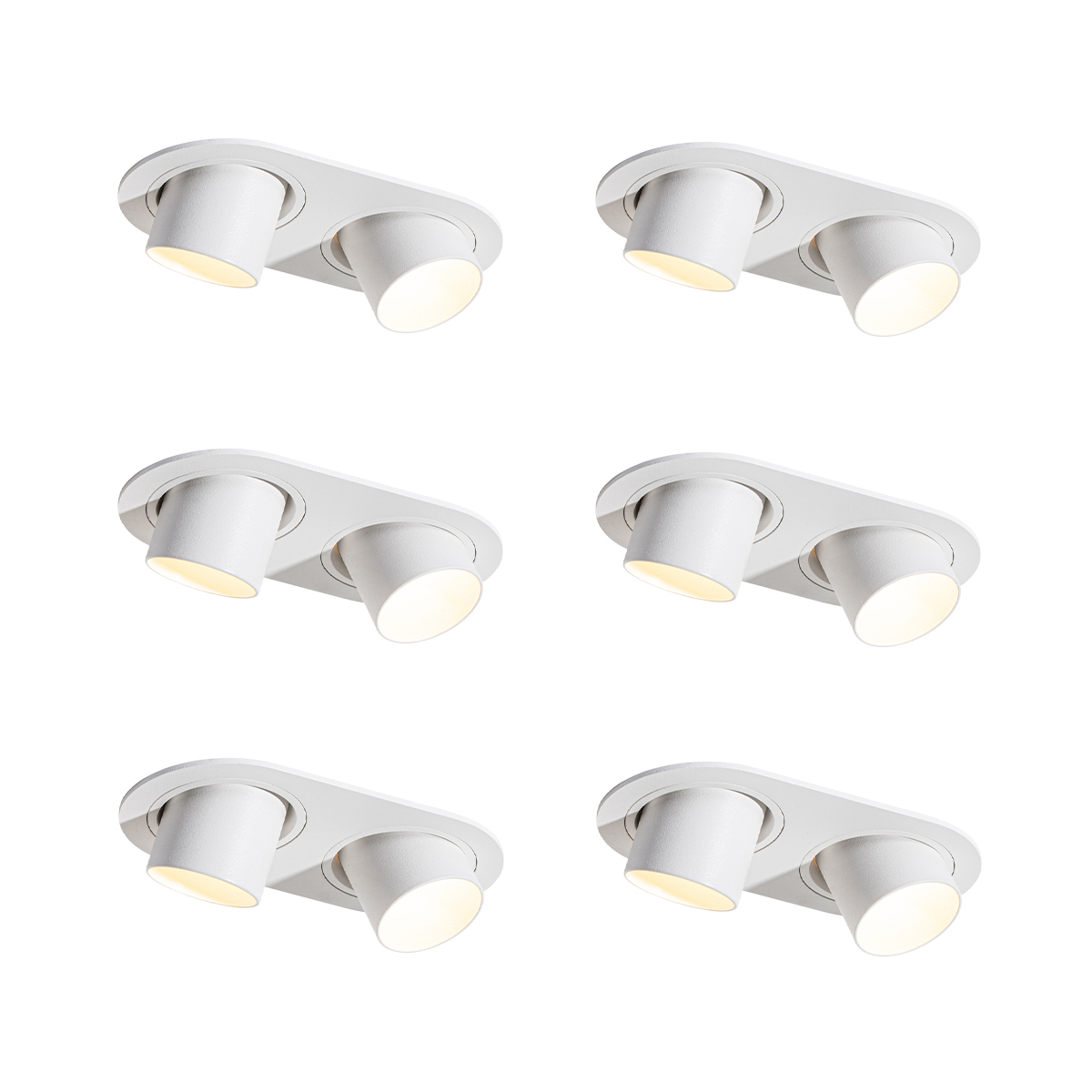 Set van 6 inbouwspots wit GU10 35mm kantelbaar 2-lichts - Installa