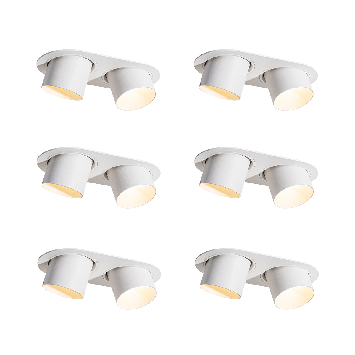 Set van 6 inbouwspots wit GU10 70mm kantelbaar 2-lichts - Installa