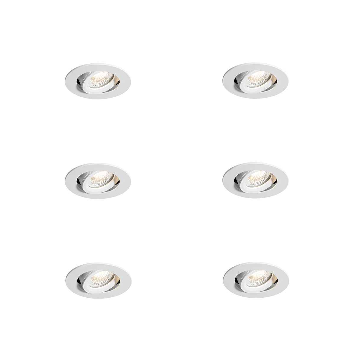 Set van 6 inbouwspots wit kantelbaar 6