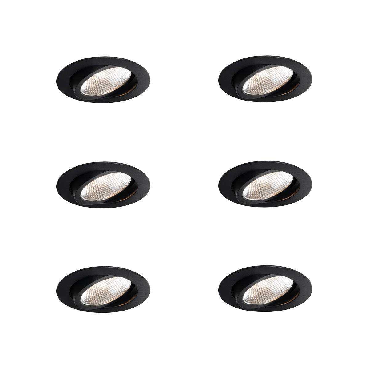 Set van 6 inbouwspots zwart 9