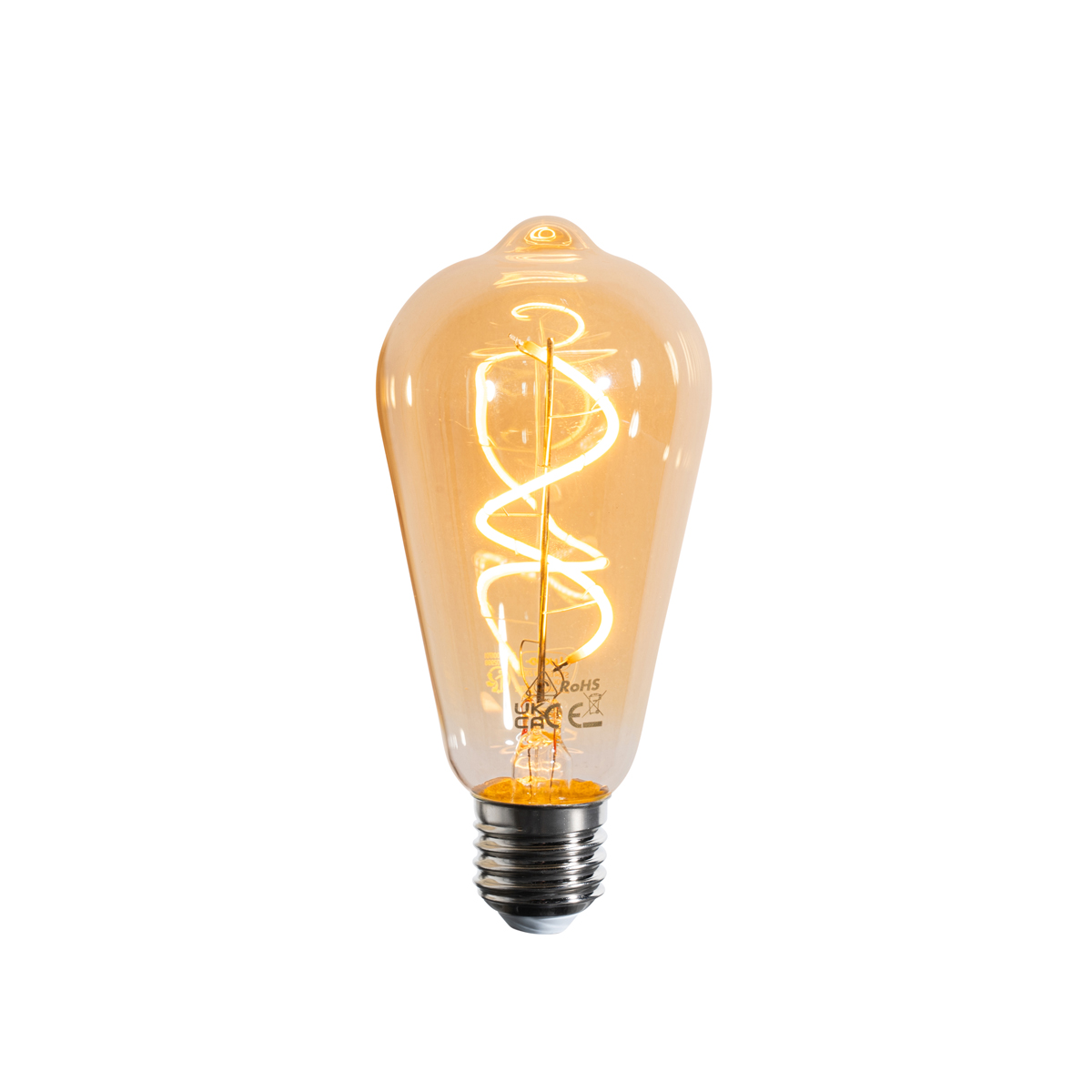 Stmívatelná LED žárovka E27 se spirálovým filamentem ST64 zlatá 4W 270lm 2100K