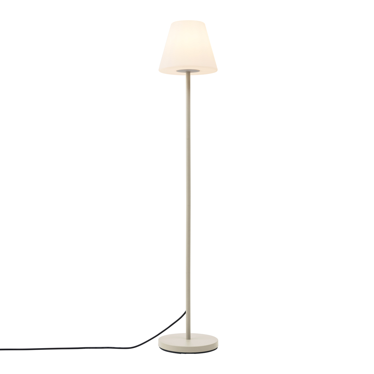 Venkovní stojací lampa béžová s bílým stínidlem IP65 - Virginia