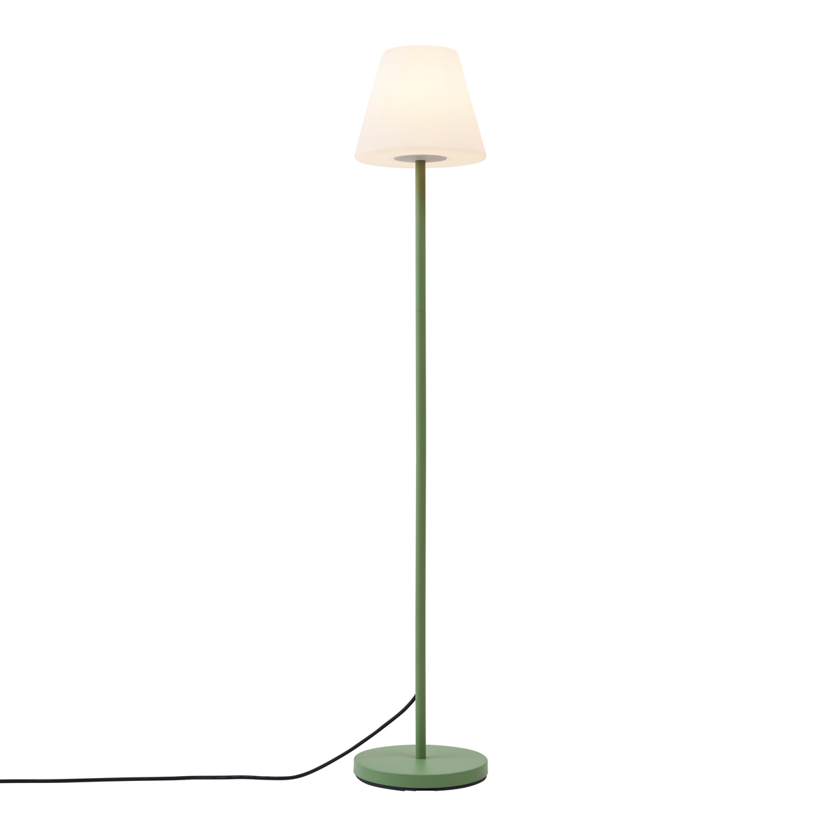 Venkovní stojací lampa zelená s bílým stínidlem IP65 - Virginia