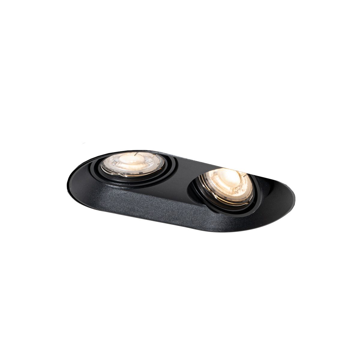Zakulacené zapuštěné bodové svítidlo černé GU10 50 mm 2-světlo - Hubs