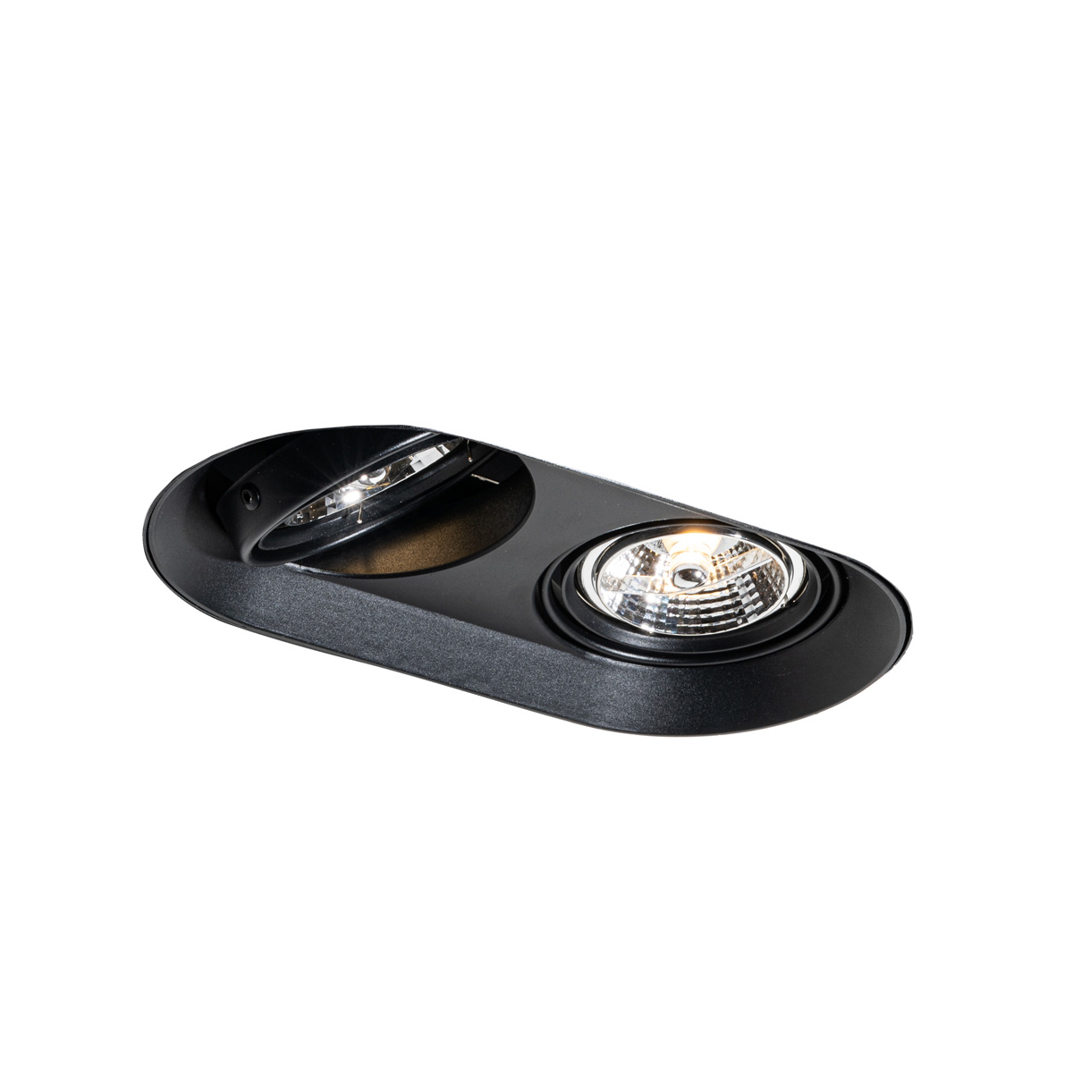 Zakulacené zapuštěné bodové svítidlo černé GU10 70 mm 2-světlo - Hubs